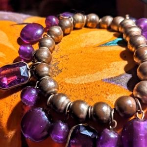 Brass and glass anklet